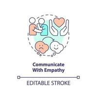 Communicate with empathy concept icon. Family relations. Resolve conflicts with teen abstract idea thin line illustration. Isolated outline drawing. Editable stroke vector