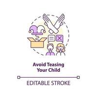 Avoid teasing your child concept icon. Promoting self esteem in teens abstract idea thin line illustration. Isolated outline drawing. Editable stroke vector