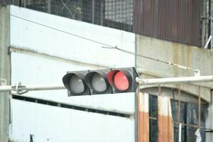 traffic light with building background photo