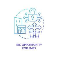 Big opportunity for smes blue gradient concept icon. Effective business building. Expand profits abstract idea thin line illustration. Isolated outline drawing vector