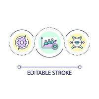 Data analysis in medical industry loop concept icon. Clinic software. Innovations in healthcare abstract idea thin line illustration. Isolated outline drawing. Editable stroke vector