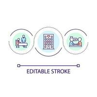 Hospital services loop concept icon. Healthcare industry. Patient treatment process. Medical center abstract idea thin line illustration. Isolated outline drawing. Editable stroke vector