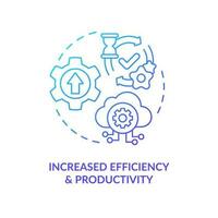 incrementar eficiencia azul degradado concepto icono. iot tecnología beneficios. mejoramiento. mejorar productividad resumen idea Delgado línea ilustración. aislado contorno dibujo vector