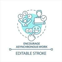 Encourage asynchronous work turquoise concept icon. Remote workplace. Flexibility abstract idea thin line illustration. Isolated outline drawing. Editable stroke vector