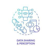 Data sharing and perception blue gradient concept icon. Improve users experience. Spread information online abstract idea thin line illustration. Isolated outline drawing vector