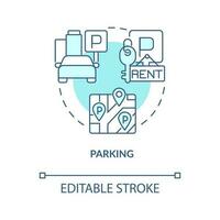 Parking turquoise concept icon. Residential property. Best neighborhoods abstract idea thin line illustration. Isolated outline drawing. Editable stroke vector