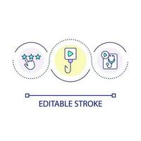 Healthcare video review loop concept icon. Digital strategy. Social media. Medical service online abstract idea thin line illustration. Isolated outline drawing. Editable stroke vector