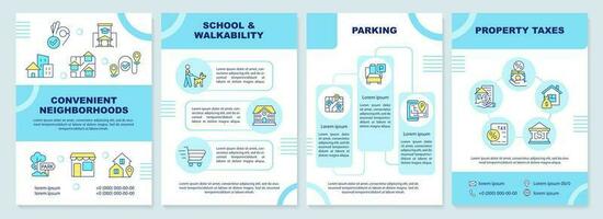 conveniente barrio folleto modelo. transitable comunidad. folleto diseño con lineal iconos editable 4 4 vector diseños para presentación, anual informes