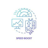 Speed boost blue gradient concept icon. Improve telecom bandwidth. Increased wireless connection quickness abstract idea thin line illustration. Isolated outline drawing vector