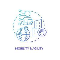 Mobility and agility in business blue gradient concept icon. IoT technologies advantages. Digitalization abstract idea thin line illustration. Isolated outline drawing vector