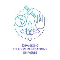 Expand telecommunication universe blue gradient concept icon. IoT technologies. Smart devices. Innovation abstract idea thin line illustration. Isolated outline drawing vector