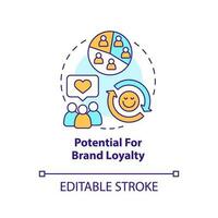 Potential for brand loyalty concept icon. Market segmentation benefit abstract idea thin line illustration. Isolated outline drawing. Editable stroke vector