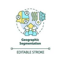 Geographic segmentation concept icons set. Region, country. Market segmentation type abstract idea thin line illustration. Isolated outline drawing. Editable stroke vector