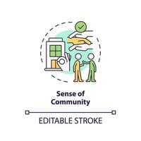 Sense of community concept icon. Shared housing. Living together. Support network. Social cohesion. Connecting people abstract idea thin line illustration. Isolated outline drawing. Editable stroke vector