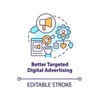 Better targeted digital advertising concept icon. Market segmentation benefit abstract idea thin line illustration. Isolated outline drawing. Editable stroke vector