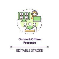 Online and offline presence concept icon. Social media. Small community. Internet chat. Blog forum. Interest group abstract idea thin line illustration. Isolated outline drawing. Editable stroke vector