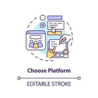 Choose platform concept icon. Potential customer. Social media. E commerce. Business solution. Community growth abstract idea thin line illustration. Isolated outline drawing. Editable stroke vector