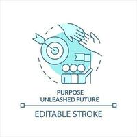 Purpose unleashed future turquoise concept icon. Common goals. Share values abstract idea thin line illustration. Isolated outline drawing. Editable stroke vector