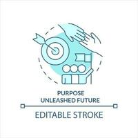 Purpose unleashed future turquoise concept icon. Common goals. Share values abstract idea thin line illustration. Isolated outline drawing. Editable stroke vector