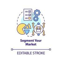 Segment your market concept icon. Characteristics. Get started with segmentation abstract idea thin line illustration. Isolated outline drawing. Editable stroke vector