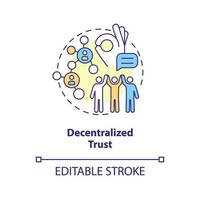 Decentralized trust concept icon. People community. Direct access. Content creator. Support network. Social media abstract idea thin line illustration. Isolated outline drawing. Editable stroke vector