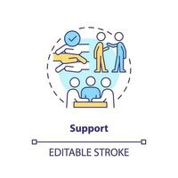 Support concept icon. Emotional wellness. Group of people. Mental health. Social connection. Micro community abstract idea thin line illustration. Isolated outline drawing. Editable stroke vector