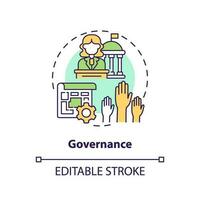 Governance concept icon. Governing body. Community board. Homeowner association. Decision making. Community building abstract idea thin line illustration. Isolated outline drawing. Editable stroke vector