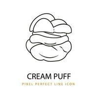 Puff Pastry with Custard Cream Vector Line Art PNG SVG Icon Illustration Coloring Page