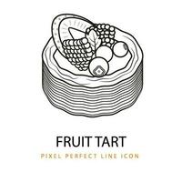 Berries Fruit Tart Thousand Sheets Airy Puff Pastry Vector Line Art PNG SVG Icon Illustration Coloring Page