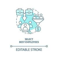 Select best employees turquoise concept icon. Bring company teams together abstract idea thin line illustration. Isolated outline drawing. Editable stroke vector