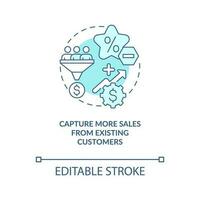 Capture more sales from existing customers blue concept icon. Raising prices abstract idea thin line illustration. Isolated outline drawing. Editable stroke vector