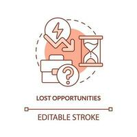 Lost opportunities terracotta concept icon. Drawback of mergers abstract idea thin line illustration. Low efficiency. Isolated outline drawing. Editable stroke vector