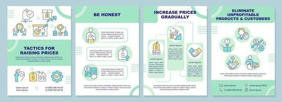 táctica para creciente precios verde folleto modelo. folleto diseño con lineal iconos editable 4 4 vector diseños para presentación, anual informes