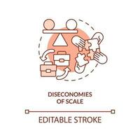 Diseconomies of scale terracotta concept icon. Disadvantage of mergers abstract idea thin line illustration. Difficulties. Isolated outline drawing. Editable stroke vector