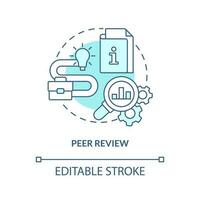 Peer review turquoise concept icon. Successfully managing merger abstract idea thin line illustration. Auditing engagement. Isolated outline drawing. Editable stroke vector