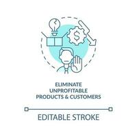 Eliminate unprofitable products and customers blue concept icon. Raising prices abstract idea thin line illustration. Isolated outline drawing. Editable stroke vector