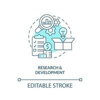 Research and development turquoise concept icon. Benefit of mergers abstract idea thin line illustration. Patent grants. Isolated outline drawing. Editable stroke vector
