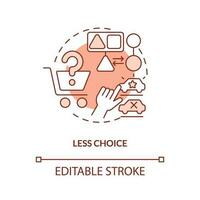 Less choice terracotta concept icon. Drawback of mergers abstract idea thin line illustration. Fewer options. Isolated outline drawing. Editable stroke vector
