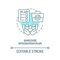 Employee integration plan turquoise concept icon. Prevent mass resignation abstract idea thin line illustration. Isolated outline drawing. Editable stroke vector