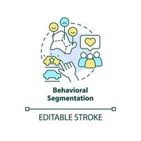 Behavioral segmentation concept icons set. Customer. Type of market segmentation abstract idea thin line illustration. Isolated outline drawing. Editable stroke vector