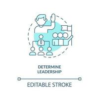 Determine leadership turquoise concept icon. Stage of successful merger abstract idea thin line illustration. Isolated outline drawing. Editable stroke vector