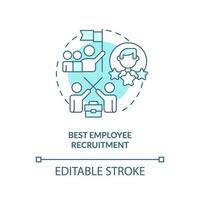 Best employee recruitment turquoise concept icon. Merge teams successfully abstract idea thin line illustration. Isolated outline drawing. Editable stroke vector