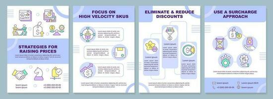 Strategies for rising prices brochure template. Leaflet design with linear icons. Editable 4 vector layouts for presentation, annual reports