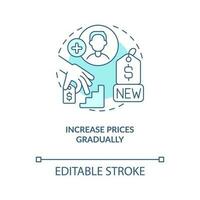 Increase prices gradually blue concept icon. Differentiate customers. Raising prices abstract idea thin line illustration. Isolated outline drawing. Editable stroke vector