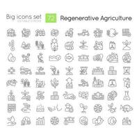 Regenerative agriculture linear icons set vector