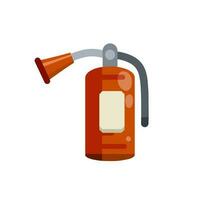 Extinguisher. Fireman tool and Red cylinder. Flat cartoon illustration vector