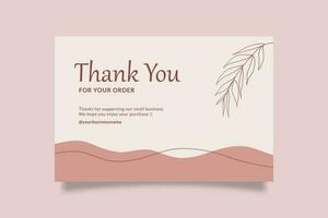 Printable Pink Thank You Card for Small Business with Organic and Botanical Object vector