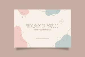 Printable Pink Blue Pastel Thank You Card for Online Small Business, Decorated with Blob and Stroke Object vector
