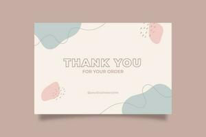 Printable Pink Blue Pastel Thank You Card for Online Small Business, Decorated with Blob and Stroke Object vector