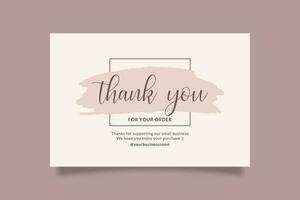 Editable Botanical Thank You Card For Small Online Business with Pink Watercolor and Lettering Font vector